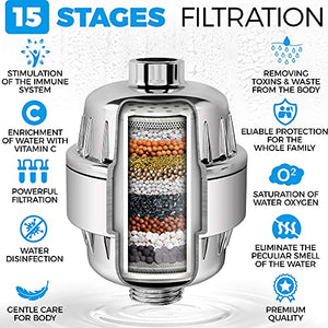 Filtro de ducha antical: elimina la cloramina, el fluoruro y los metales  pesados